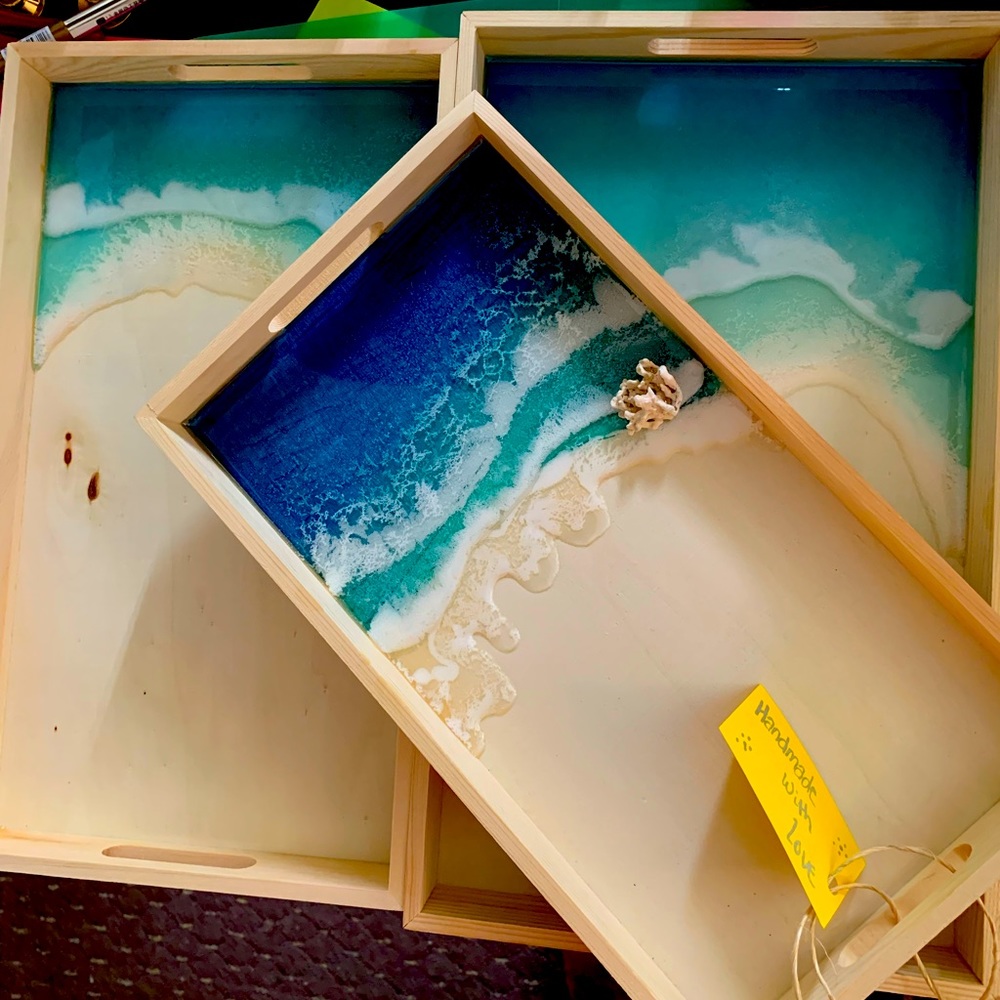 Ocean resin trays - Set of 3